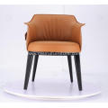 Italian minimalist orange leather single Archibald chairs